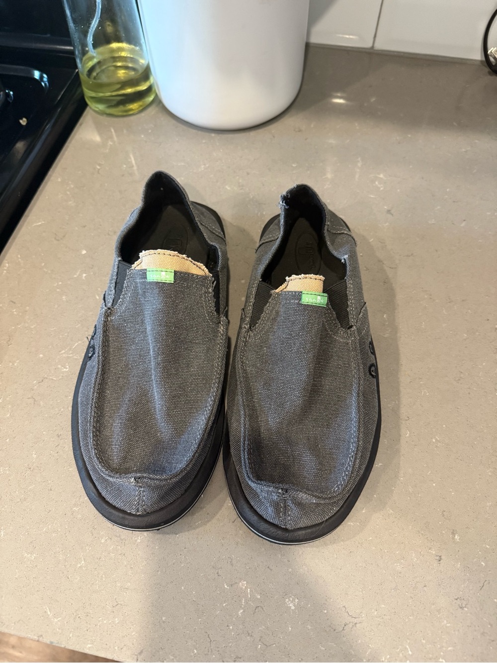 Sanuk Men's Grey Canvas Slip-Ons